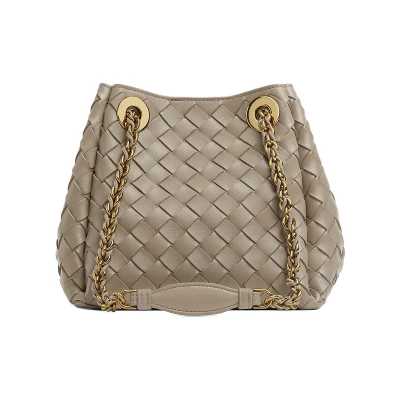Bottega Veneta Intrecciato Lambskin Shoulder Bag Trumpets Women's Umber-0