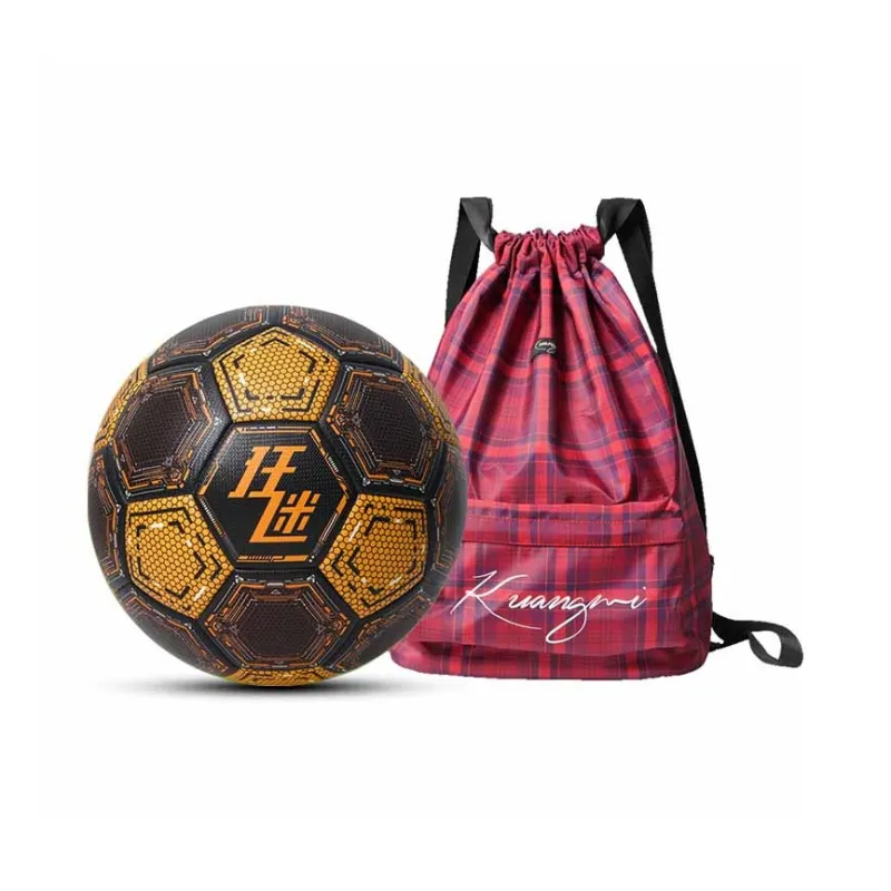 Kuangmi Size 5 Soccer PU Seamless Thermal bonding Unisex Black Gold-42