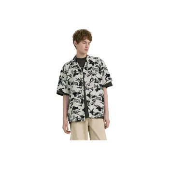WILD LEADER Shirts Men Black White Floral[CW5158593]