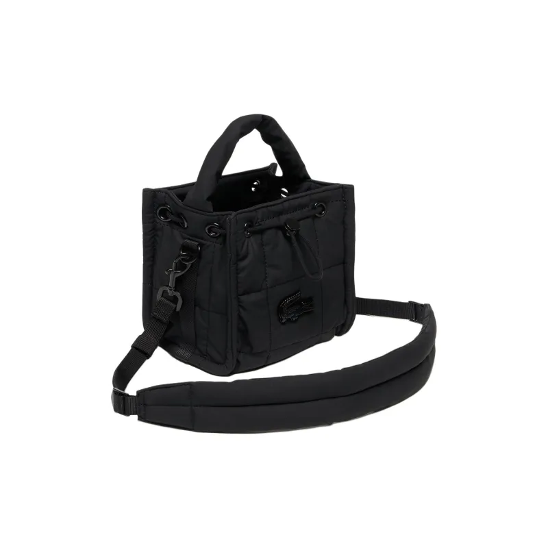 LACOSTE Polyurethane Bucket Shoulder Bag Unisex Black-1