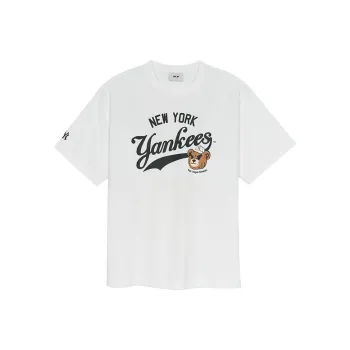 MLB New York Yankees Scowling Bear Collection SS25 T Shirt Unisex Standard White