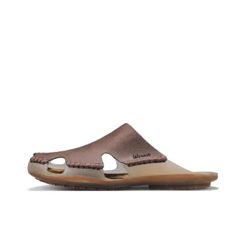 Wen Nai Rubber Sole Closed Toe Slippers Men's Red Brown