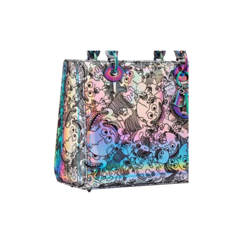 DIOR Zhang Huan Collaboration Lady Dior Cow Leather Shoulder Bag, Crossbody Bag, Handbag Medium Size Women's Silver-5
