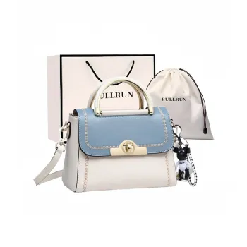 Bullrun Cow Leather Shoulder Bag, Crossbody Bag, Handbag Regular Women's White & Blue