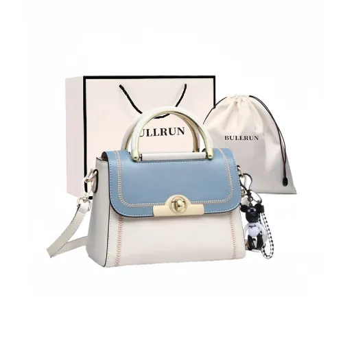 Bullrun Cow Leather Shoulder Bag, Crossbody Bag, Handbag Regular Women's White & Blue