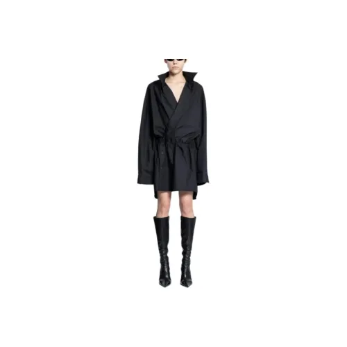 Balenciaga Poplin Drawstring Waist Shirt Dress