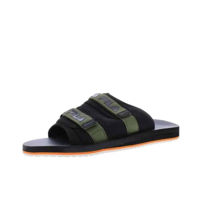 FILA Utility Slip Resistant Abrasion Resistant Slide Slippers Men's Black-0