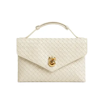 Bottega Veneta Intrecciato Lambskin One Shoulder Handbag Women's Sea Salt Color