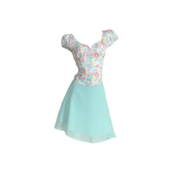 HUINIAN Two Piece Skirt Sets Women's Floral Top+Green Skirt