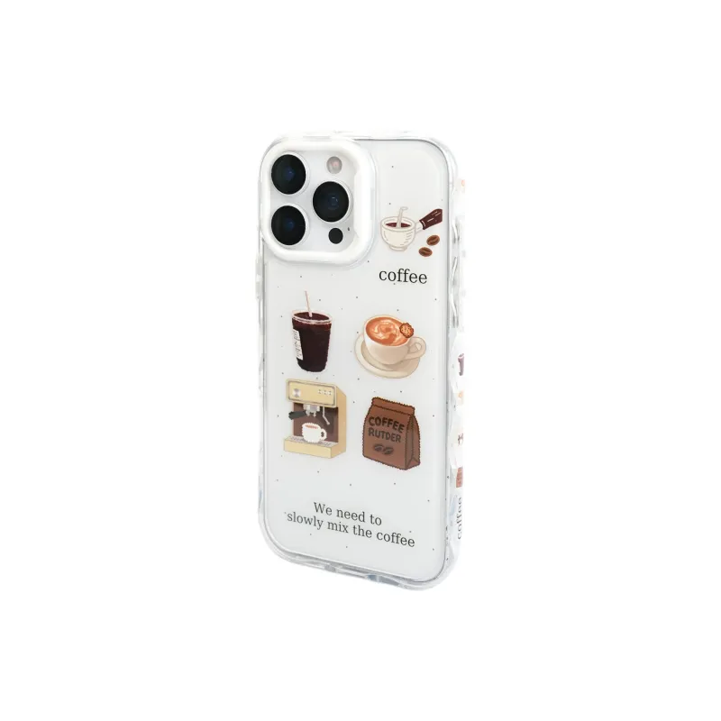 Wei Xin Acrylic Material Ink Splatter Coffee Latte Phone Cases Compatible With IPhone 16/15 Pro Max/Apple 13/14 Pro/Max-2