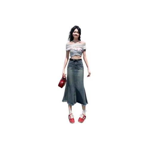 HUICUIGE Denim Long Skirt Women's