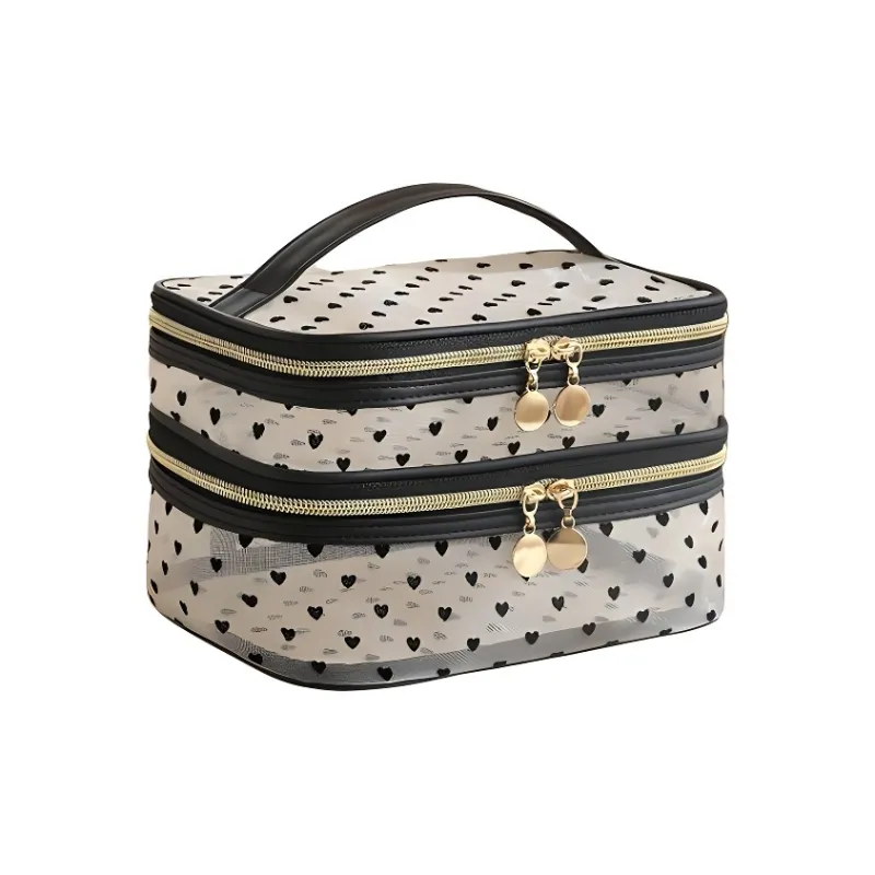 Future Maple Flock Heart Gauze Business Travel Storage Bag Makeup Bags Multifunctional Usage Modern Minimalist Style-6