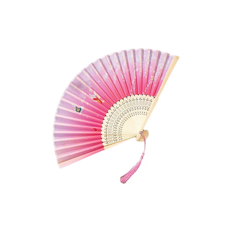 JINGDI Twill Damask And Silk Foldable Small Fan-14