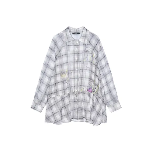 ELF SACK Shirts Women's Naughty Ghost Plaid