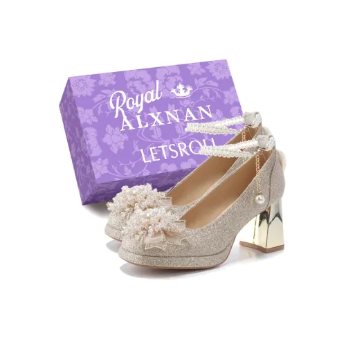 Alxnan Chunky Heel High Heels Women's Champagne