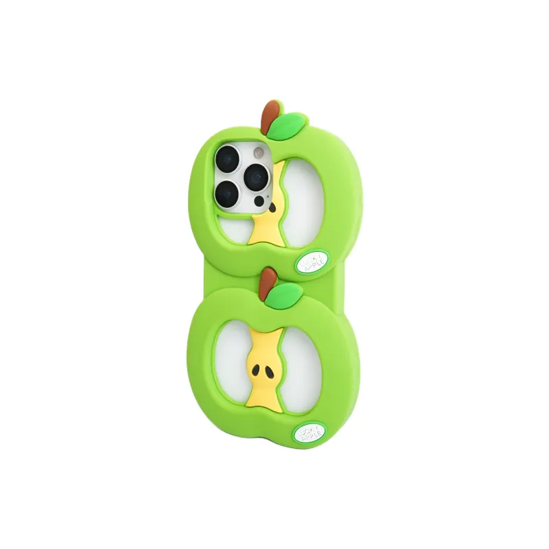 Wei Xin Silicone Material Cut Out Red Green Apple Phone Cases Compatible With IPhone 16/15 Pro Max/Apple 13/14 Pro/Max-7