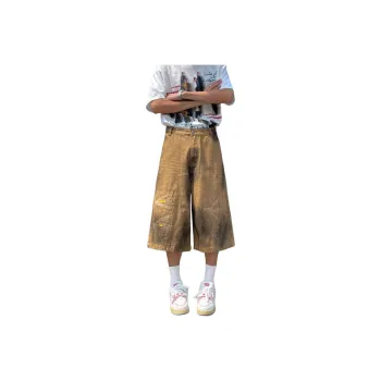 PVPVPV Denim Shorts Unisex Khaki