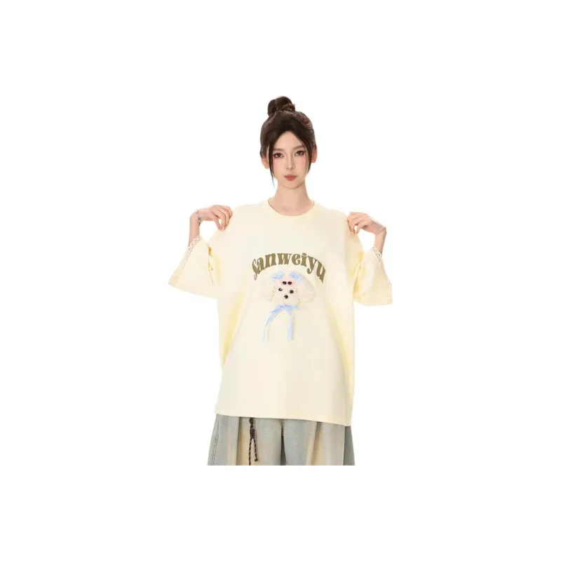 Ordifen Drop Shoulder Sleeve T Shirt Women's-0