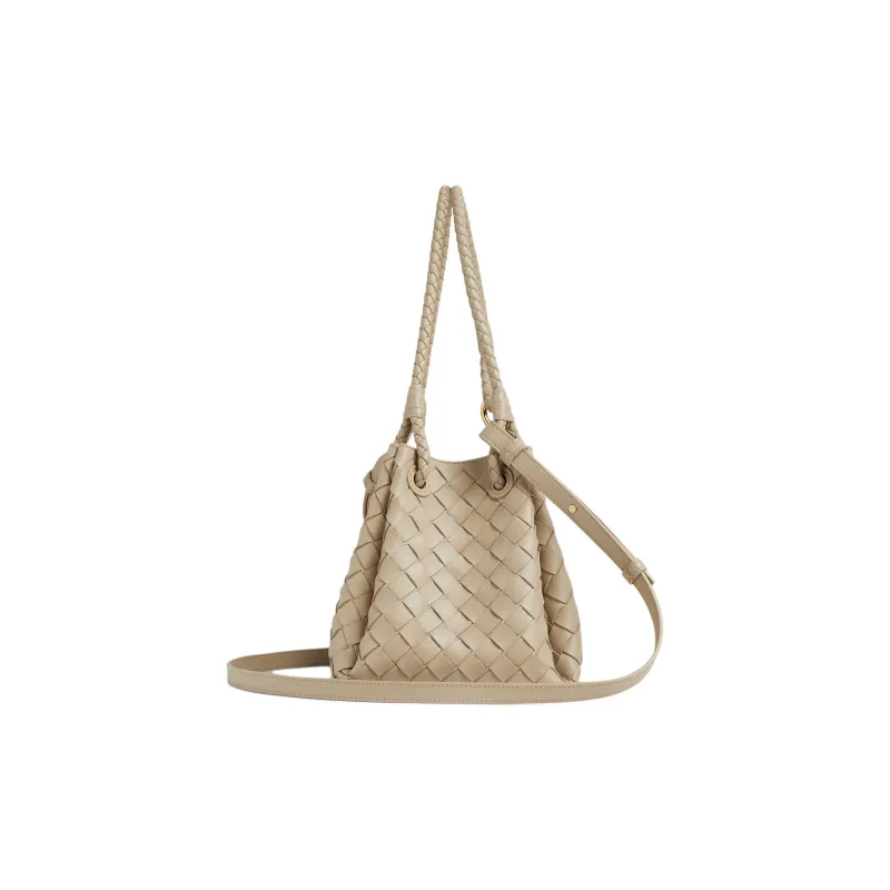 Bottega Veneta Intrecciato Lambskin Shoulder Bag, Crossbody Bag, Handbag Medium Size Women's Khaki-1