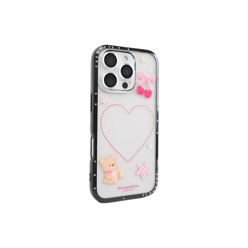 Wei Xin Acrylic Material Cherry Heart Bear Pendant Phone Cases Compatible With IPhone 16/15 Pro Max/Apple 13/14 Pro/Max-1