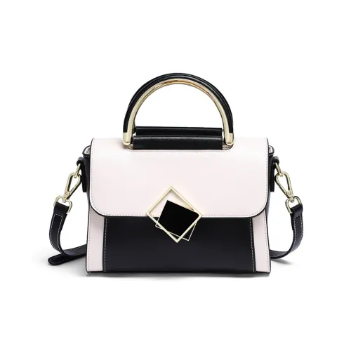 Bullrun Genuine Leather Handbag Regular Women's Black & White