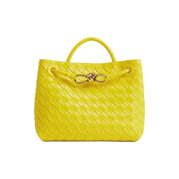 Bottega Veneta Intrecciato Lambskin One Shoulder Handbag Trumpets Women's Sulfur Color