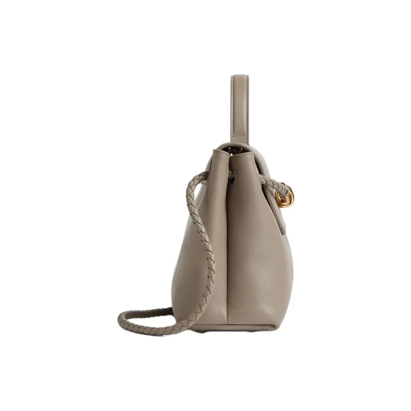 Bottega Veneta Calfskin Shoulder Bag, Crossbody Bag, Handbag Trumpets Women's Lime Stone Color-4