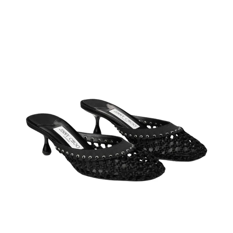 Jimmy Choo Closed Toe Slippers 5cm Women's Black-1