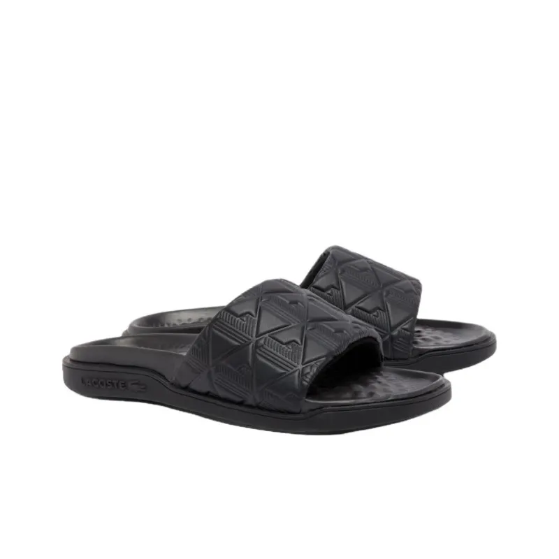 LACOSTE Slip Resistant Abrasion Resistant Slide Slippers Women's Black-2