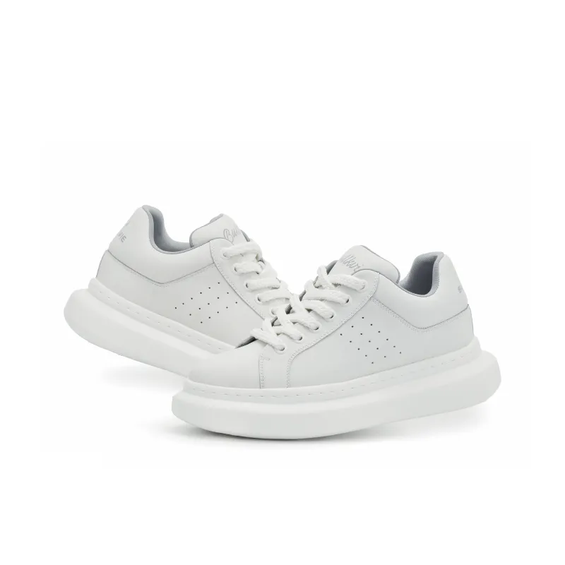 BULLKVIE Anti Slip Wear Resistant Low Top Skateboard Shoes Unisex White-1