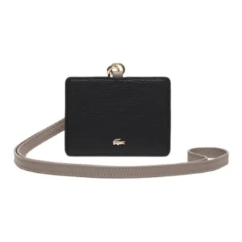 LACOSTE Cow Leather Card Holder Unisex Black