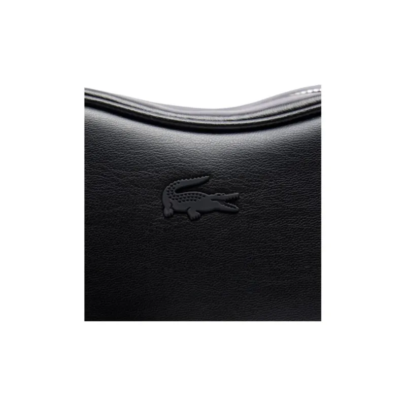 LACOSTE Cow Leather Shoulder Bag, Crossbody Bag Mini Women's Black-3