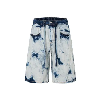 ZENGZHI Denim Shorts Unisex Snowflake Blue