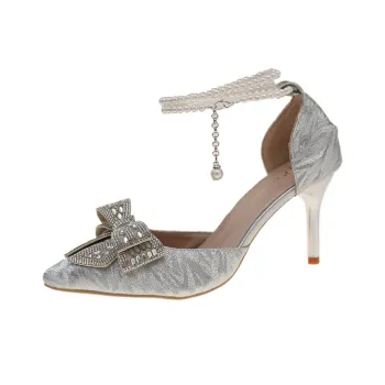 Dawei's House Slim Heel High Heels Women's Silver Gift Box Set