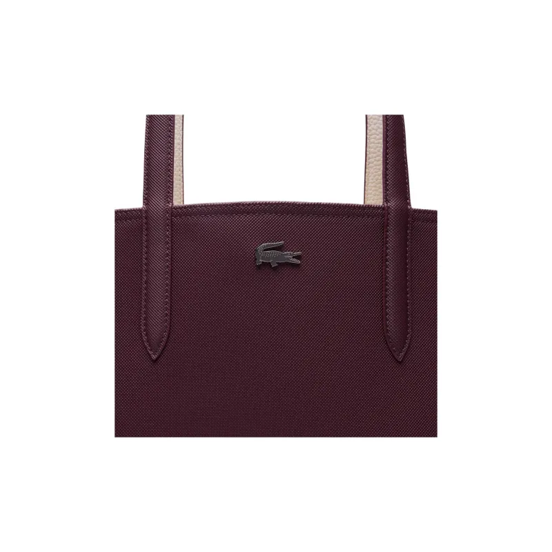 LACOSTE Synthetic Leather Tote Bag, Shopping Bag, Shoulder Bag Women's Bordeaux Red-8