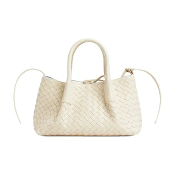 Bottega Veneta Intrecciato Calfskin One Shoulder Handbag Trumpets Women's Ice