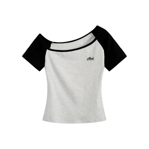 FASTFISH T Shirts Women's White Heather Gray