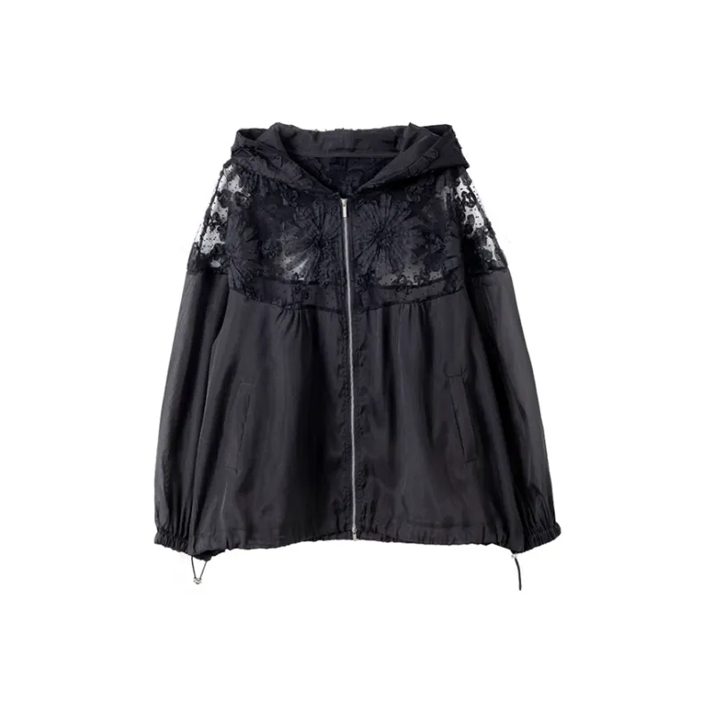 LUYOUYE Trench Coats Women's Black-0
