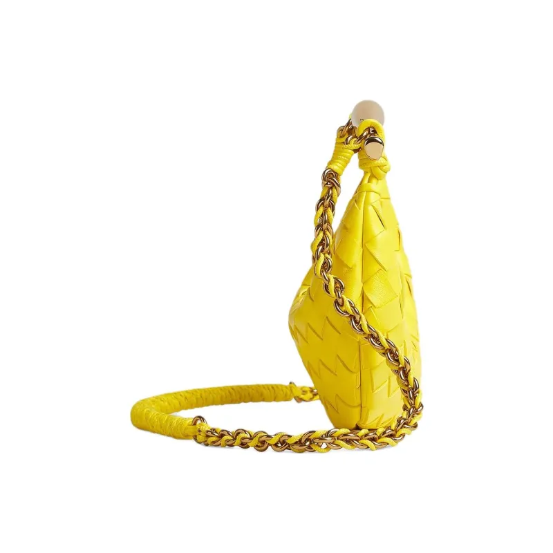 Bottega Veneta Lambskin Shoulder Bag, Crossbody Bag, Handbag Women's Sulfur-2