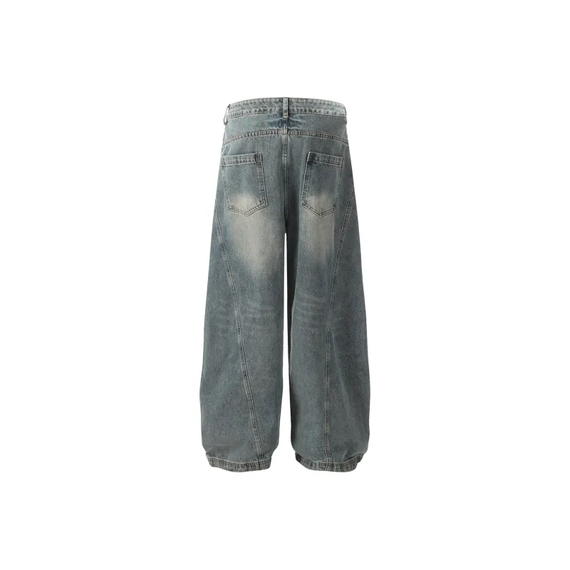 NEVER RULE Jeans Unisex Washed Blue-5