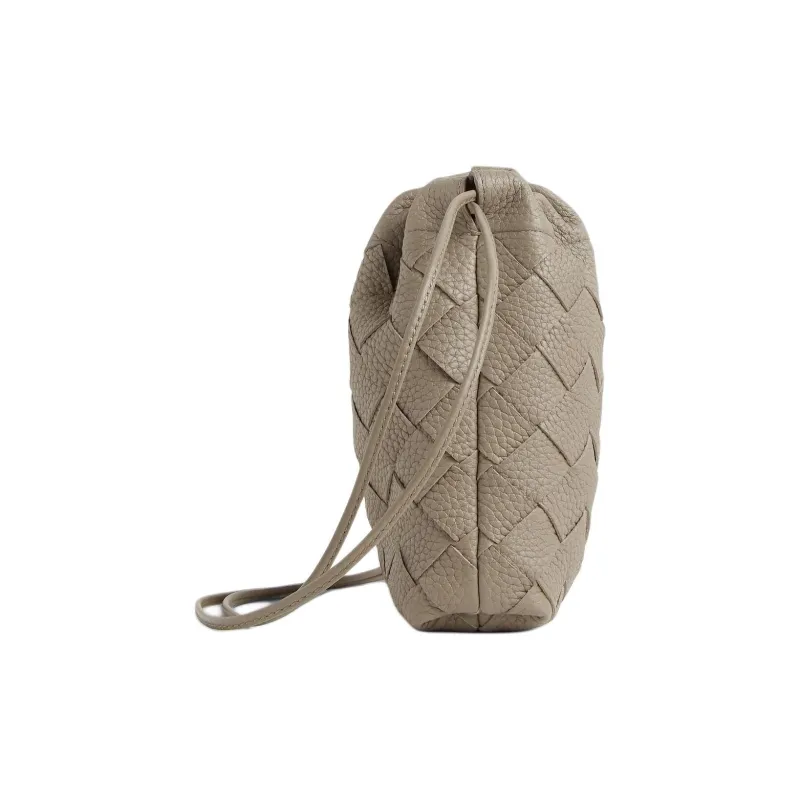 Bottega Veneta Calfskin Shoulder Bag, Crossbody Bag Men's Gray Brown-1