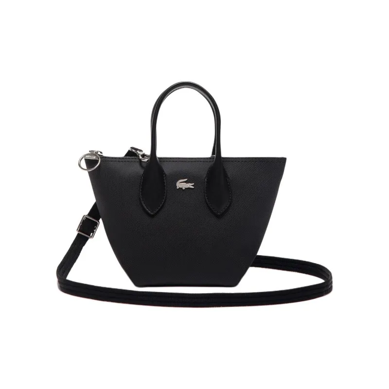 LACOSTE PVC Tote Bag, Shopping Bag, Crossbody Bag, Handbag Mini Women's Black-0
