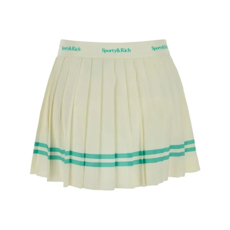 SPORTY & RICH Logo Detailed Pleated Skirt-1