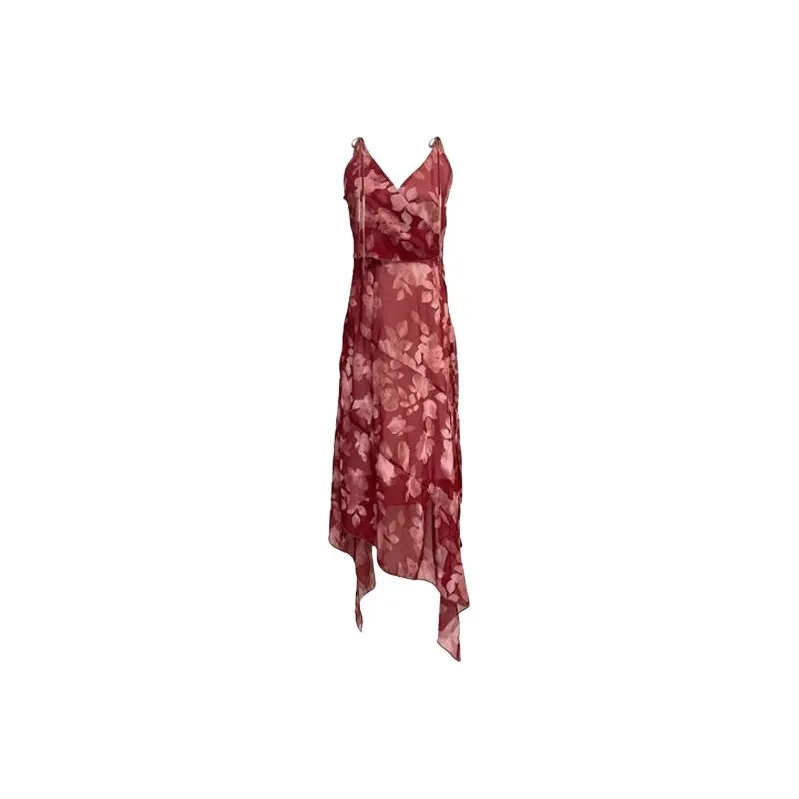 TIBINB Slip Dresses Women's Red-0