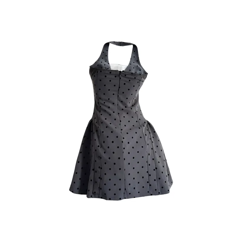 IQC Slip Dresses Women's Gray With Polka Dot-1