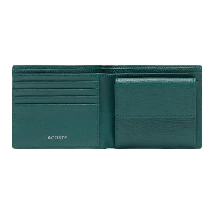 LACOSTE Cow Leather Wallet Men's Green-2