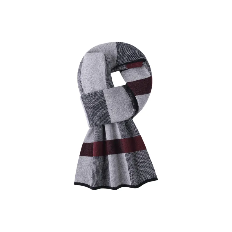 LIBO Cotton Knit Scarves Men's Black-2