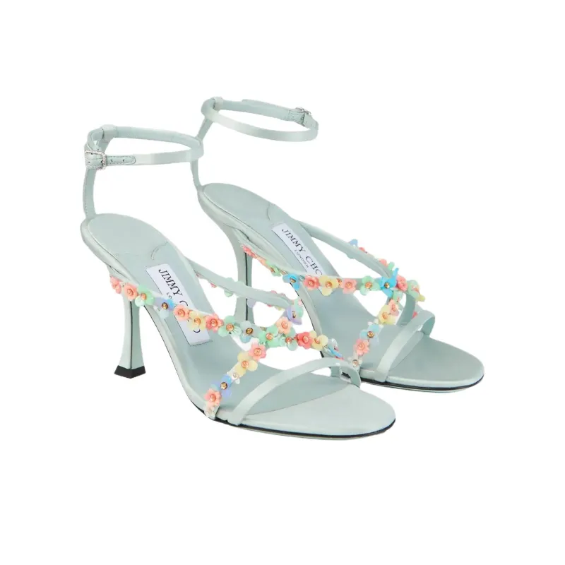 Jimmy Choo Blanche One Strap Sandals 9cm Women's Light Teal-1