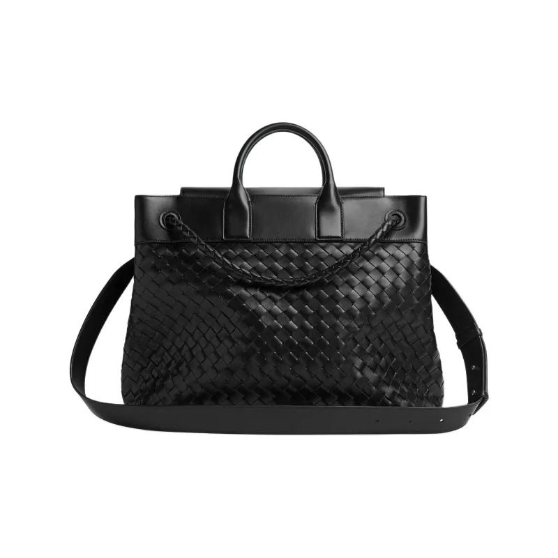 Bottega Veneta Andiamo Series Cow Leather Handbag Men's Black-1