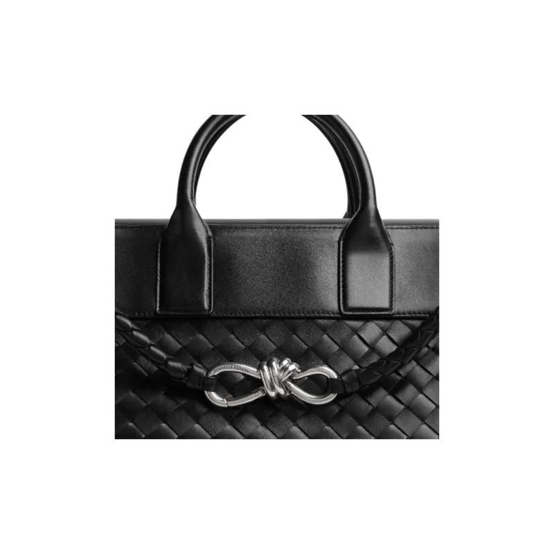 Bottega Veneta Andiamo Series Cow Leather Handbag Men's Black-4